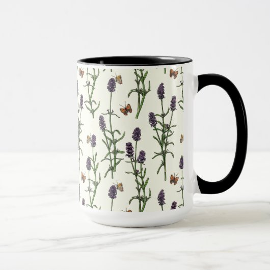 Lavendel und Schmetterlinge auf weiß Tasse (Rechts)