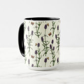 Lavendel und Schmetterlinge auf weiß Tasse (Vorderseite Links)