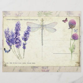 Lavendel und Schmetterlinge Vintages Postkartenpap