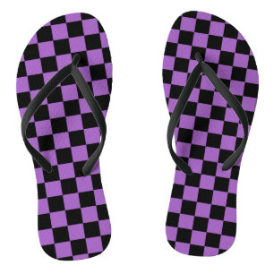 Lavendel und schwarz-kariertes Muster Badesandalen