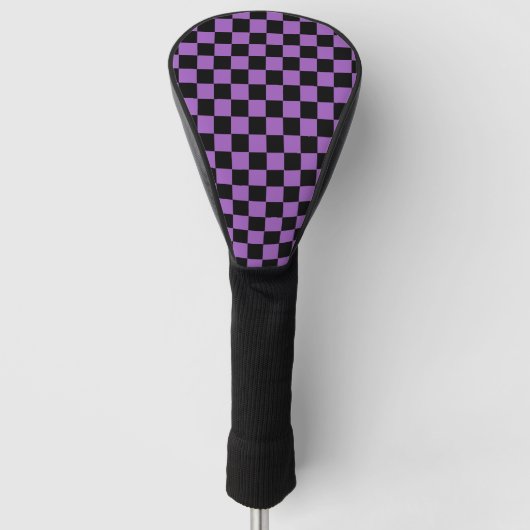 Lavendel und schwarz-kariertes Muster Golf Headcover (Vorderseite)