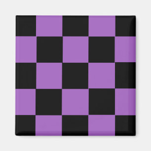 Lavendel und schwarz-kariertes Muster Magnet