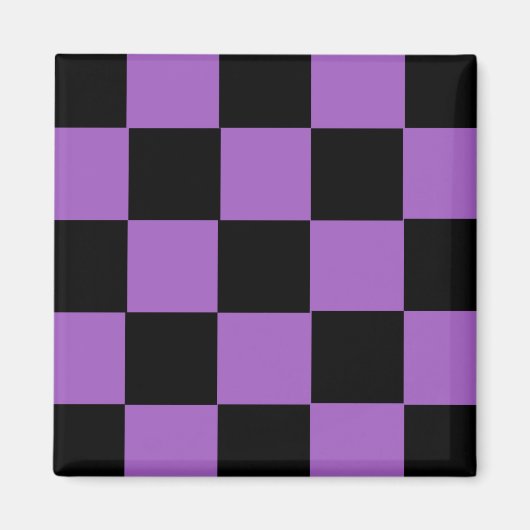 Lavendel und schwarz-kariertes Muster Magnet (Vorne)