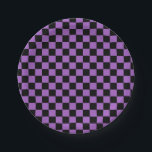 Lavendel und schwarz-kariertes Muster Pappteller<br><div class="desc">Das klassische Karton-Muster. Lila und schwarz kariertes Muster. Einfache geometrische Formen. Abstraktes minimales Design.</div>