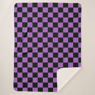Lavendel und schwarz-kariertes Muster Sherpadecke