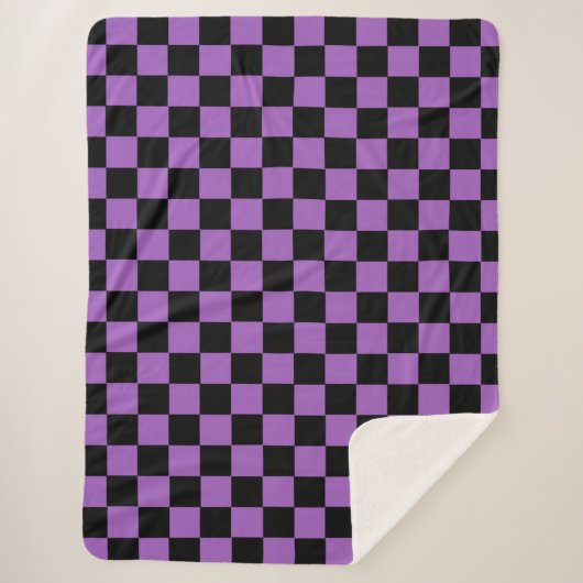Lavendel und schwarz-kariertes Muster Sherpadecke (Vorderseite)