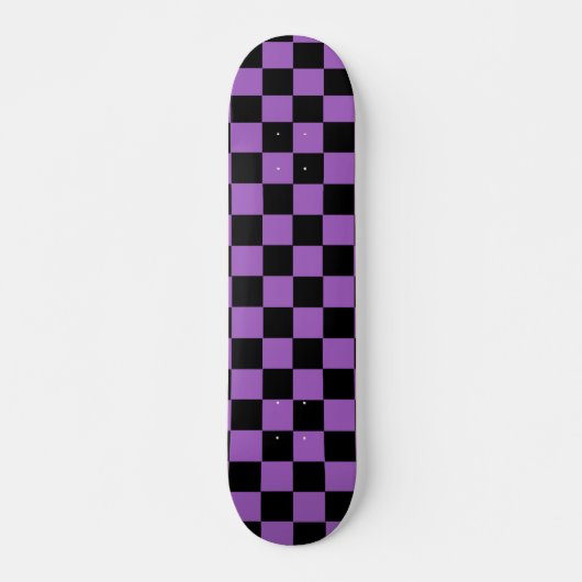 Lavendel und schwarz-kariertes Muster Skateboard (Vorne)
