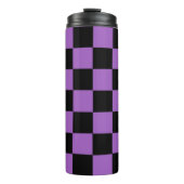 Lavendel und schwarz-kariertes Muster Thermosbecher (Vorderseite)
