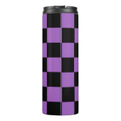 Lavendel und schwarz-kariertes Muster Thermosbecher (Rückseite)