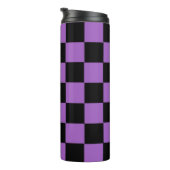 Lavendel und schwarz-kariertes Muster Thermosbecher (Nach rechts gedreht)