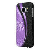 Lavendel und schwarze Damasken, dynamische Streife Case-Mate Samsung Galaxy Hülle (Rückseite Links)
