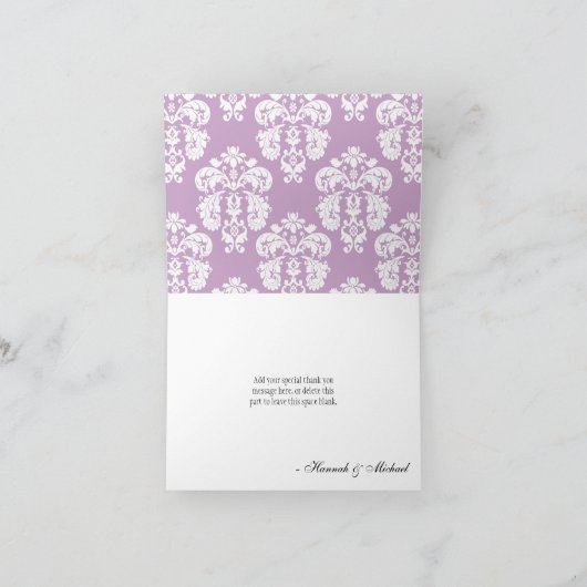 LAVENDEL UND SCHWARZER DAMAST-EIFFELTURM DANKEN DANKESKARTE (Innenseite)