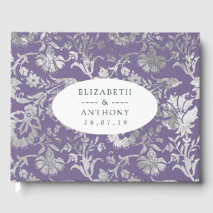 Lavendel- und Silber-Blumenhochzeit Gästebuch