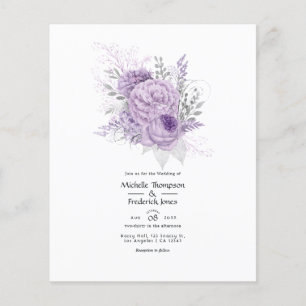 Lavendel- und Silber-Blumenhochzeits-Einladung Flyer