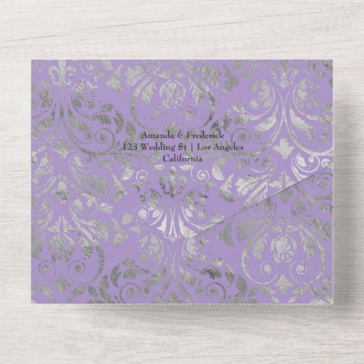 Lavendel- und Silberblumenhochzeit in einem INVI All In One Einladung (Rückseite)