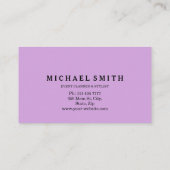 Lavendel und Silberfarben Visitenkarte (Rückseite)