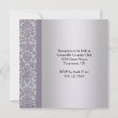Lavendel und Silberschmiede Damask Hochzeit Einlad Einladung (Rückseite)