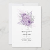 Lavendel und Silver Floral Wedding Einladung (Vorderseite)