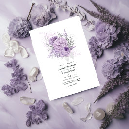 Lavendel und Silver Floral Wedding Einladung