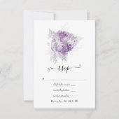 Lavendel und Silver Floral Wedding RSVP Karte (Vorderseite)