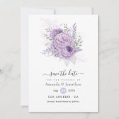 Lavendel und Silver Floral Wedding Save The Date (Vorderseite)
