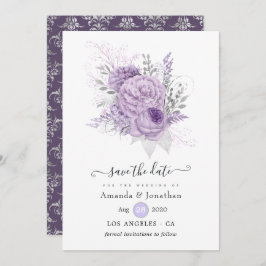 Lavendel und Silver Floral Wedding Save The Date