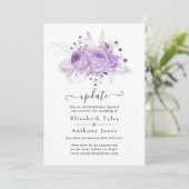 Lavendel und Silver Floral Wedding Update Einladung (Stehend Vorderseite)