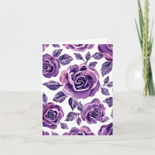 Lavendel- und Veilchen-Aquarell-Rosen-Blumenmuster Dankeskarte