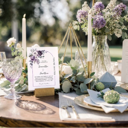 Lavendel- und Violette Bogenhochzeit | Einladung