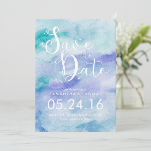 Lavendel und Wasserfarbe Save the Date (Stehend Vorderseite)
