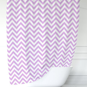 Lavendel- und Weiß-Chevron Duschvorhang