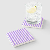 Lavendel und Weiß, Streifen Square Untersetzer (Seitenansicht)