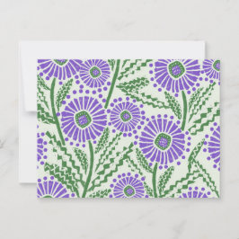 Lavendel- und Weißblock-Druck Postkarte