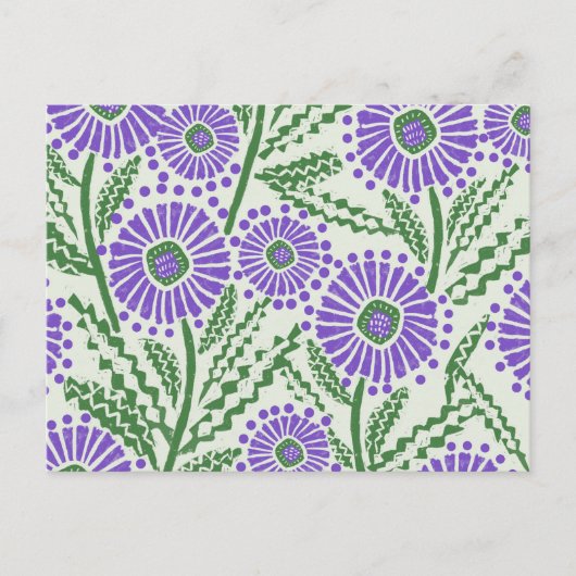 Lavendel- und Weißblock-Druck Postkarte (Vorderseite)