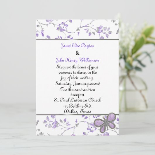 Lavendel und Weiße Hütte Chic Hochzeit Einladung (Stehend Vorderseite)