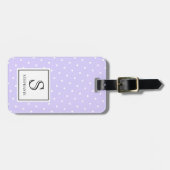 Lavendel und weiße Punkte Muster Monogrammiert  Gepäckanhänger (Vorderseite horizontal)