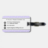 Lavendel und weiße Punkte Muster Monogrammiert  Gepäckanhänger (Rückseite horizontal)