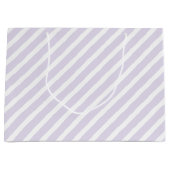 Lavendel und weißes, diagonal gestreiftes Muster Große Geschenktüte (Vorderseite)