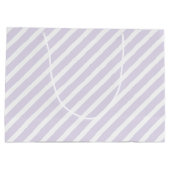 Lavendel und weißes, diagonal gestreiftes Muster Große Geschenktüte (Rückseite)