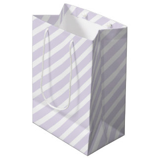 Lavendel und weißes, diagonal gestreiftes Muster Mittlere Geschenktüte