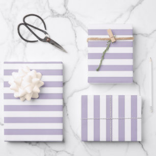 Lavendel- und Weißstreifen-Brautparty Geschenkpapier Set
