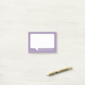 Lavendel und White Talk Blase Personalisierter Nam Post-it Klebezettel (Auf Schreibtisch)