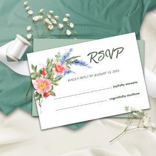 Lavendel- und Wildblumen-Rustical-Hochzeits-RSVP-K RSVP Karte