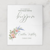 Lavendel und Wildblumen Rustikale Hochzeitsstimmun Platzkarte (Außenseite Aufgefaltet)