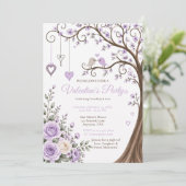 Lavendel Valentinsparty Einladung (Stehend Vorderseite)