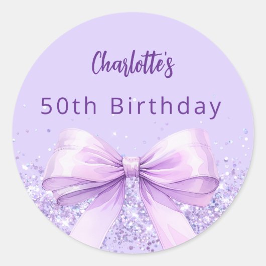 Lavendel Veilbogen Geburtstag Runder Aufkleber (Vorderseite)