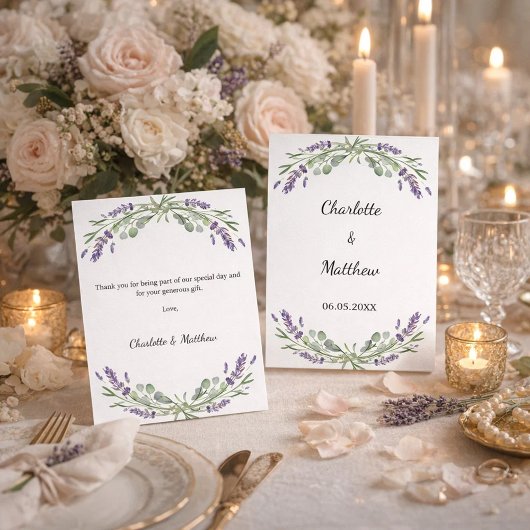 Lavendel-Veilchen-Blumen Hochzeit Dankeskarte