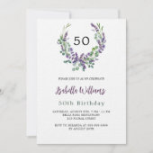 Lavendel Veilchen Blumengrün Luxus Geburtstag Einladung (Vorderseite)