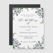 Lavendel Veilchen Blumengrün Luxushochzeit Magneteinladung (Vorne/Hinten)