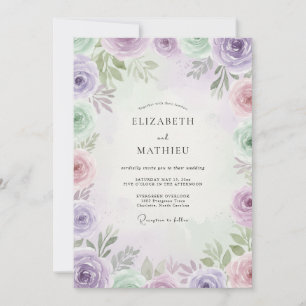 Lavendel-Veilchen-Blüten-Hochzeit Einladung